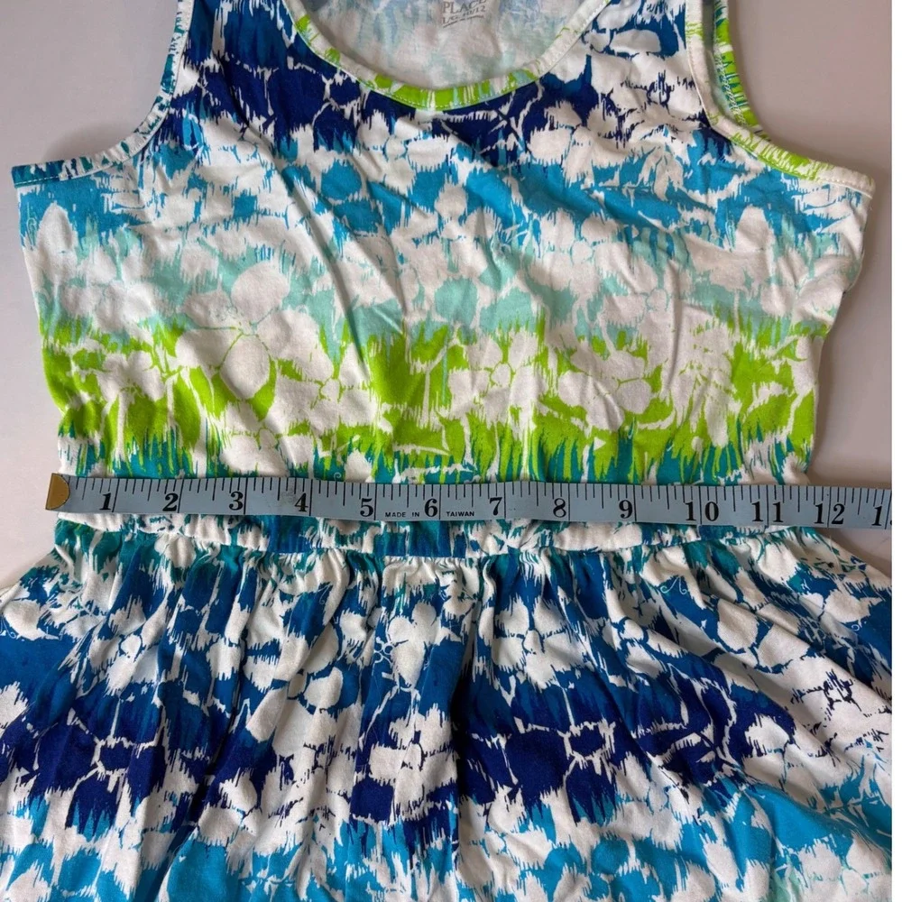 The Children's Place Dress Tie Strap‎ Sleeveless Casual Blue Green L (10-12)